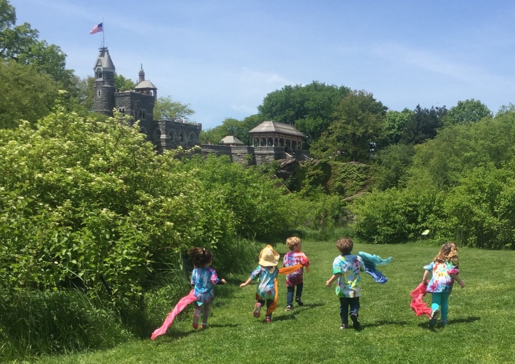 Children running in Central Park